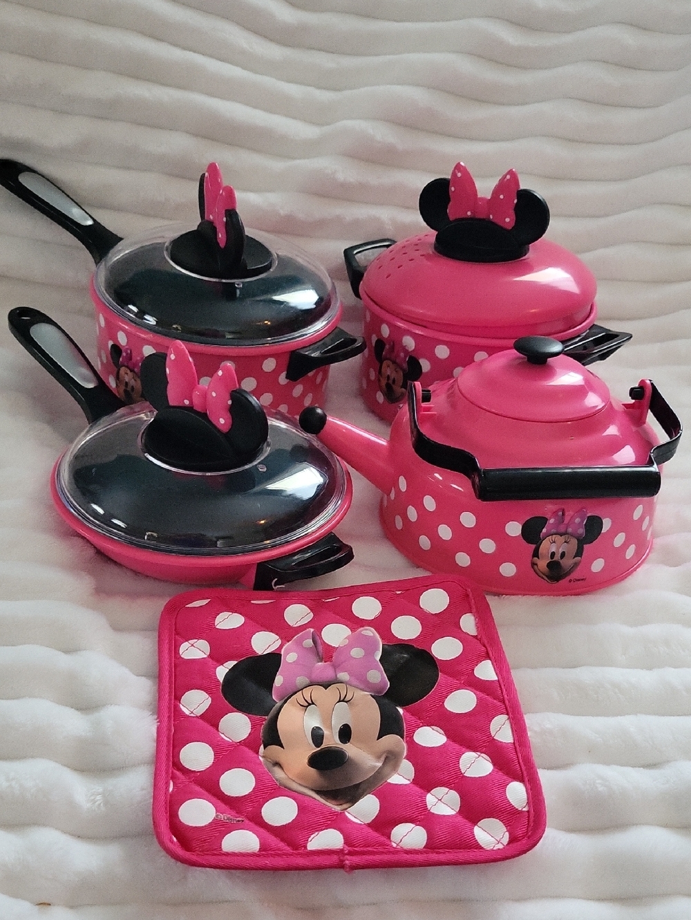 Disney Store Minnie Mouse Gourmet Pots n Pans Cooking Set Pretend Play - Picture 2 of 11